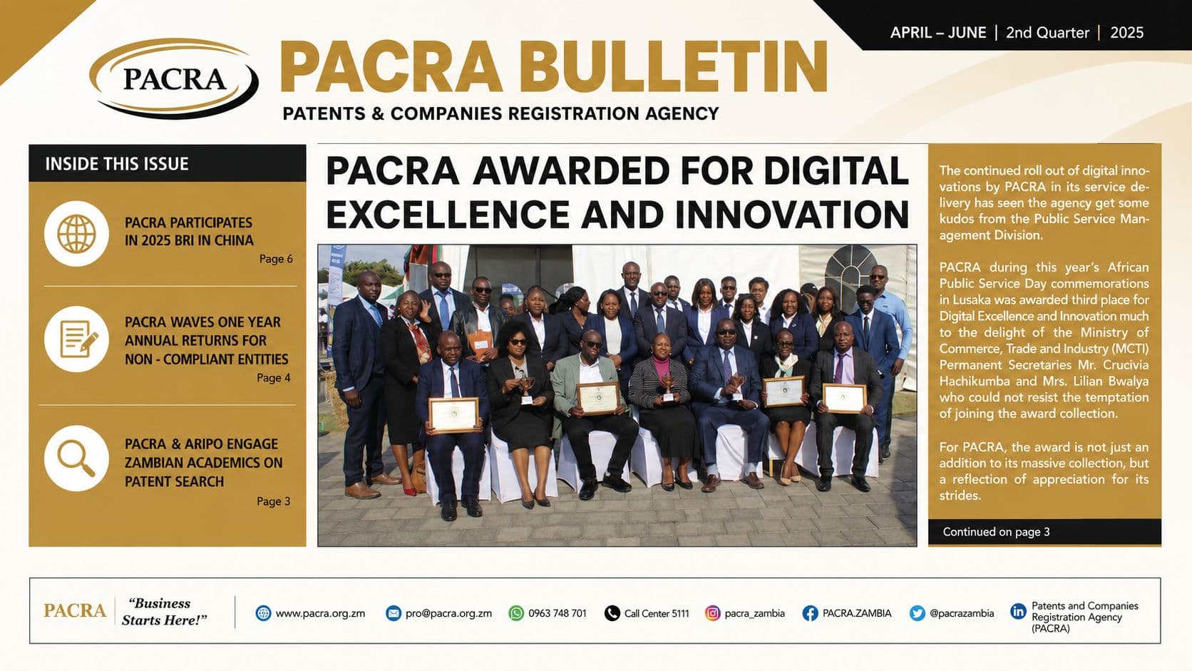 PACRA BULLETIN APRIL - JUNE 2025 EDITION